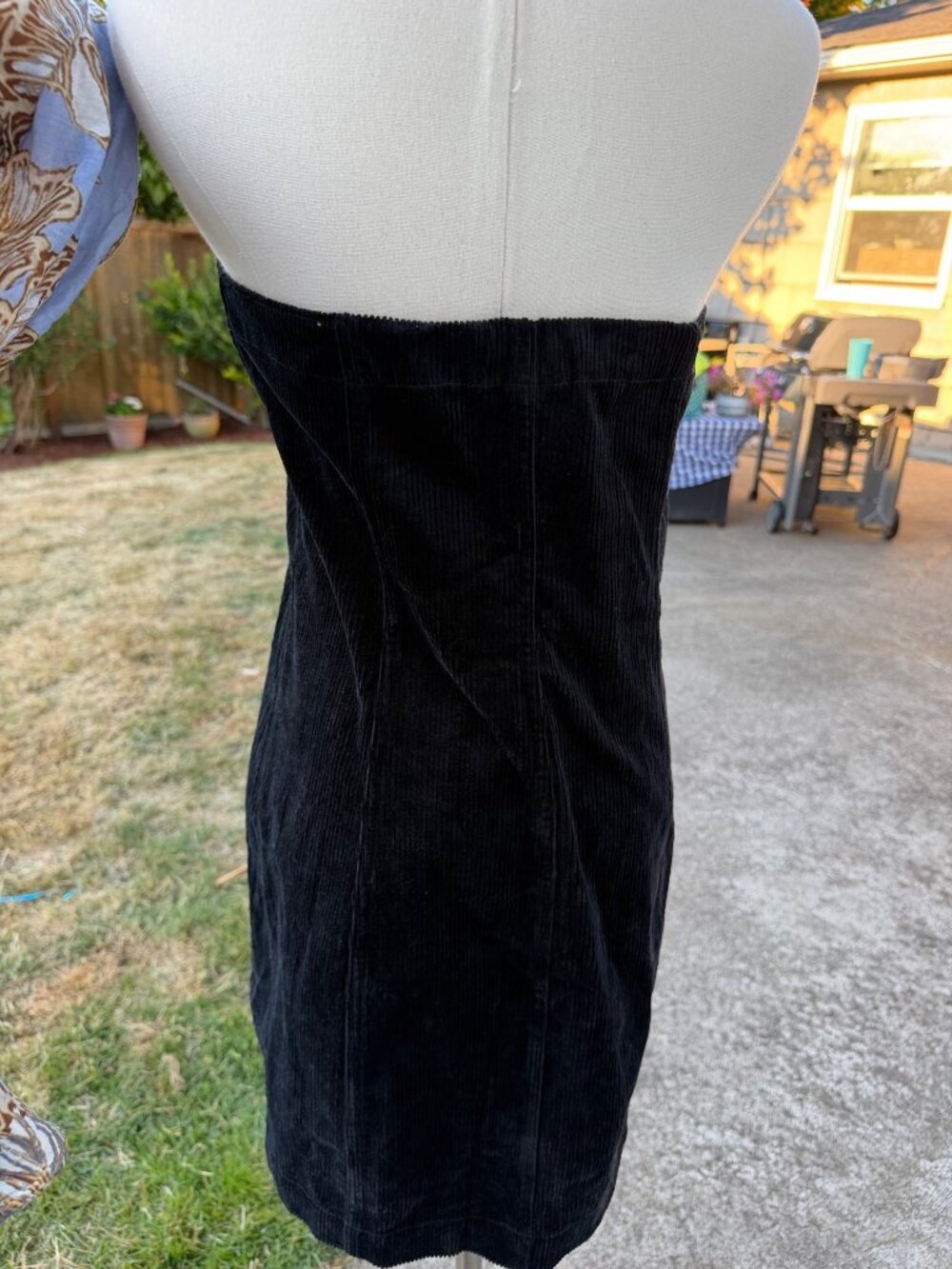 GAP NWT Black Corduroy Strapless Button Front Mini Dress L Bodycon 90s Y2K - Picture 5 of 7